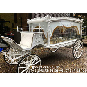 Modern White Horse Drawn Funeral Carriage Horse Drawn Hearse Carriage Services Traditional White Horse Driven Carriages For Sale