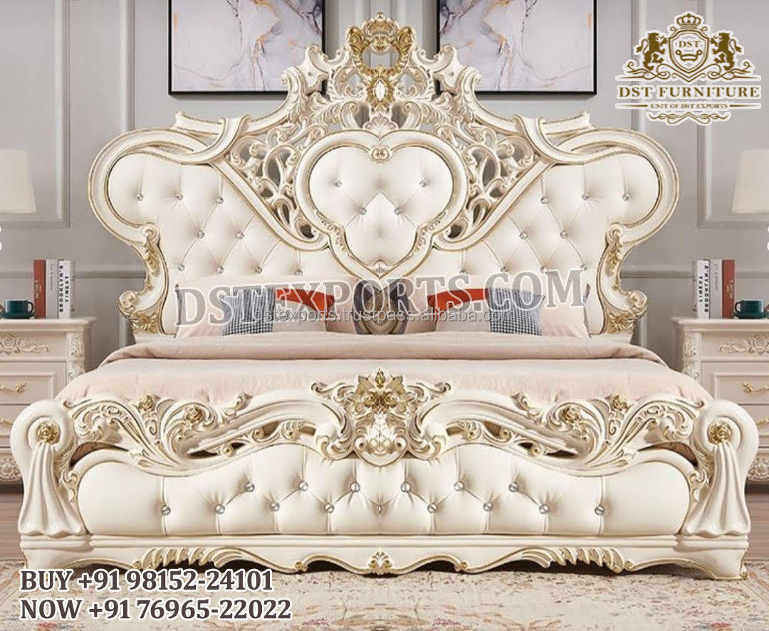 Modern Master Room Bedroom Furniture Set Classic Teak Wood Bedroom Furniture Set European Theme Hand Carved Bed