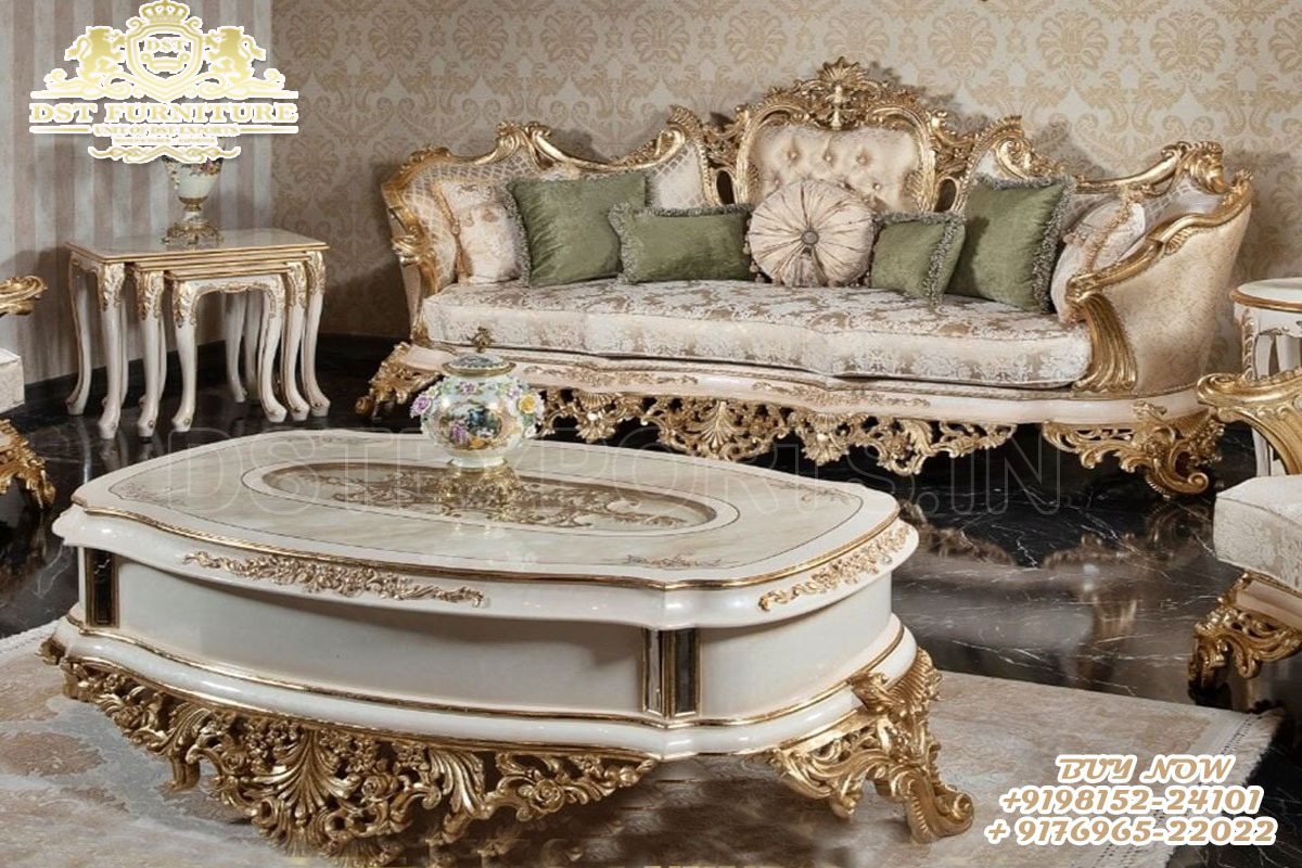 Luxury French Style Living Room Furniture  Baroque Style Carved Living Room Furniture Royal Mansion Hand Carved Living Room Set