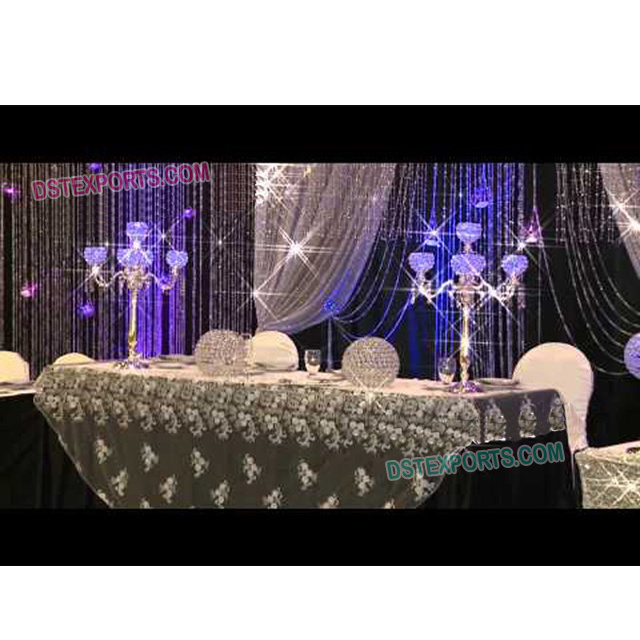 Wedding Table Crystal Candelabra Stands Indian Wedding Silver Crystal Candelabra Wedding table centerpieces decoration