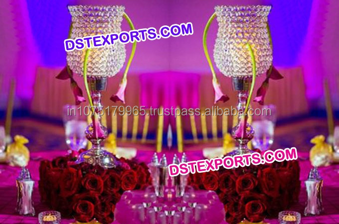 Wedding Table Crystal Candelabra Stands Indian Wedding Silver Crystal Candelabra Wedding table centerpieces decoration