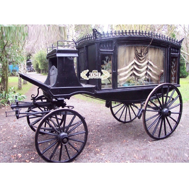 Antique Horse Drawn Hearse for Sale Black Hearse Carriage for Last Ride Black Halloween Hearse Carriage for Sale manufacturers