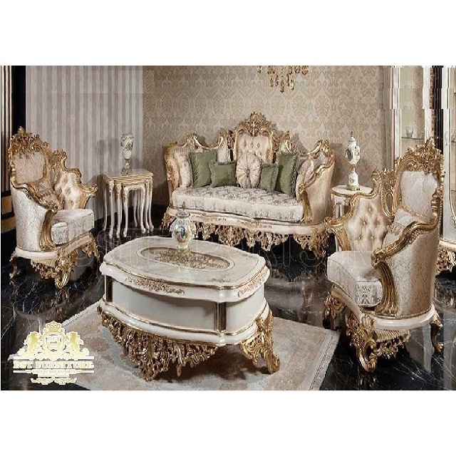 Luxury French Style Living Room Furniture  Baroque Style Carved Living Room Furniture Royal Mansion Hand Carved Living Room Set