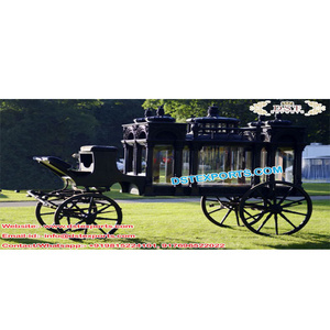 English Black Funeral Hearse Carriage Funeral Horse Drawn Carriage Manufacturer European Funeral Horse Buggy for Sale