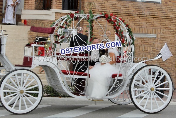 Bridal Cinderella Horse Carriage Bugghy Bride & Groom Entry On White Cinderella Carriage Wedding Cinderella Horse Buggy