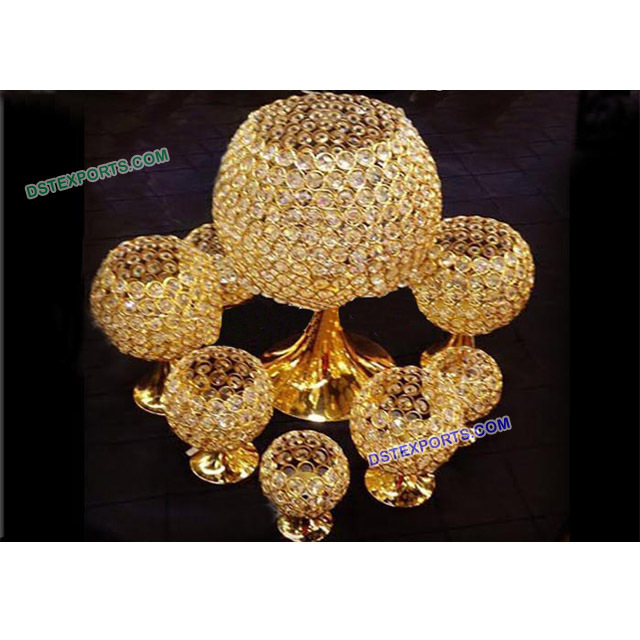 Gold Crystal Wedding Centerpieces  Wedding Crystal Ball Center Pieces  Round Shape Golden Crystal Center Pieces