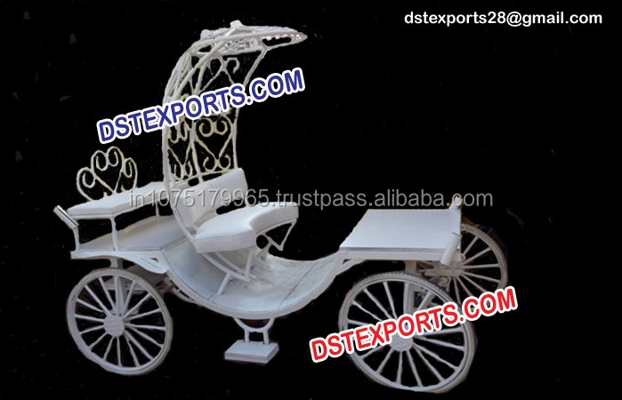 Beautiful Bride and Groom Carriage Mini White Two Seater Cinderella Horse Carriage  Cinderella Horse Drawn Carriages