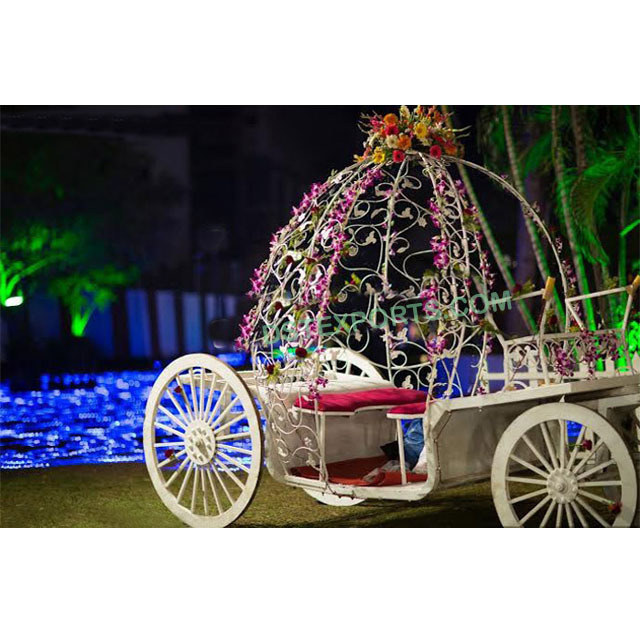 Beautiful Bride and Groom Carriage Mini White Two Seater Cinderella Horse Carriage  Cinderella Horse Drawn Carriages