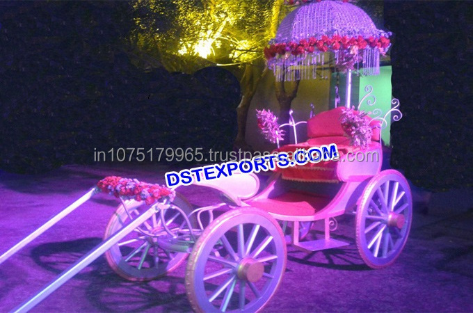 Beautiful Bride and Groom Carriage Mini White Two Seater Cinderella Horse Carriage  Cinderella Horse Drawn Carriages