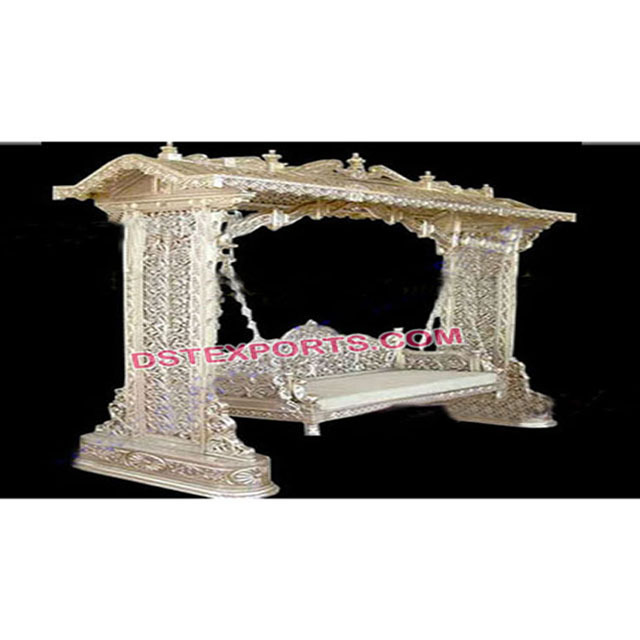 Royal Wedding White Metal Stage Swing Indian Wedding Metal Sangeet Swing