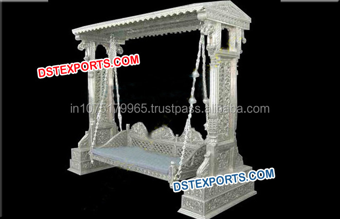 Royal Wedding White Metal Stage Swing Indian Wedding Metal Sangeet Swing