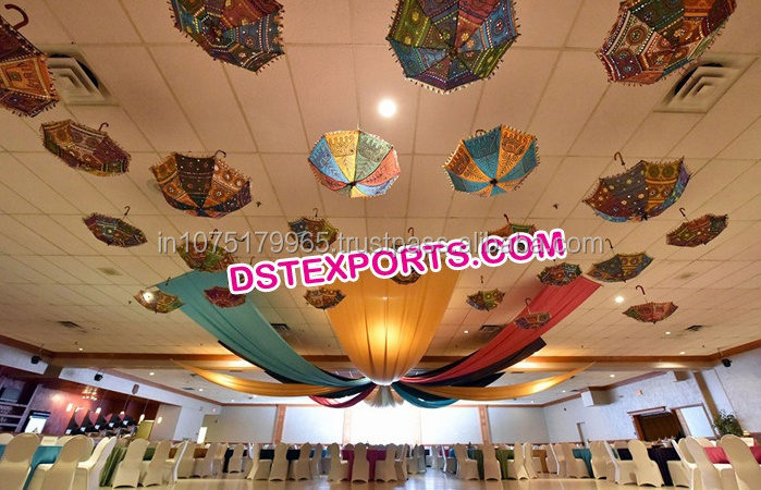 Embroidered Wedding Small Umbrella Colourful Wedding Embroidered Umbrellas Mehandi Night Stage Wedding Umbrellas