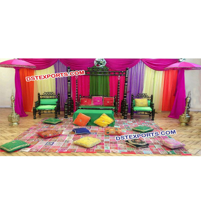 Indian Wedding Stage Swing Antique Style Wedding Wooden Swing Modern Design Wedding Swing With Chairs