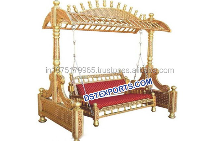 Indian Wedding Stage Swing Antique Style Wedding Wooden Swing Modern Design Wedding Swing With Chairs