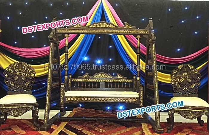 Rajwada Wooden Carved Wedding Swing Indian Wedding Antique Wooden Swing Different Style Wedding Swings Manufacturers