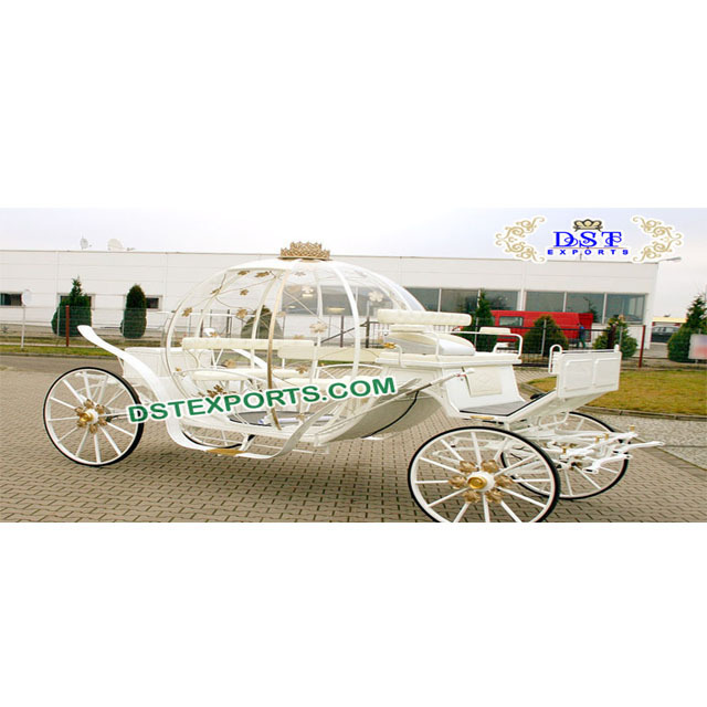 White Beauty Queen Cinderella Horse Buggy Wedding Horse Carriages Manufacturer Royal Horse Drawn Carriage Manufacturer