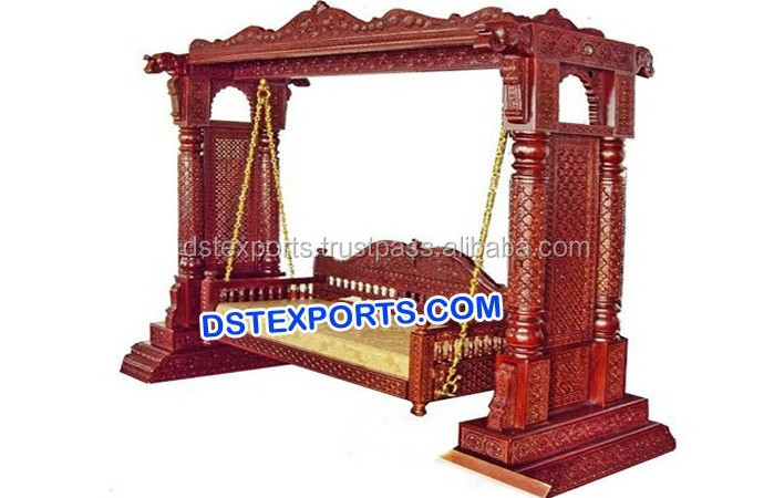 Indian Wooden Carved Swing Jhoola  Designer Wedding Heavy Carved Wooden Swing   Wedding Handmade Swing for Decoration