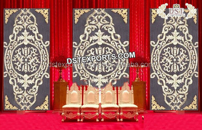 Wedding Sangeet Stage Embroidered Backdrops Set Wedding Stage Embroidered Backdrop Lacing Wedding Stage Velvet Backdrop Fabric