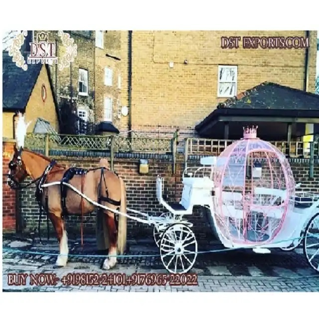 Pinkish Pumpkin Style Horse Drawn Carriage Pink Cinderella Glass Pumpkin Wedding Carriage Manufacturer Pumpkin Style Carriage