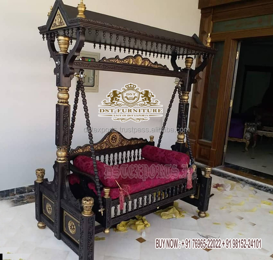 Indian Teak Wood Hand Carved Antique Swing Beautiful Teak Wood Indoor Swing/Jhula For Home Traditional Hand Crafted Swing/Oonjha