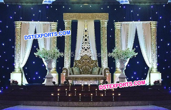 Asian Wedding Stage With Oval Backdrop Frames Round Panels Stage For Wedding Different Style Wedding Stages Manufacturer