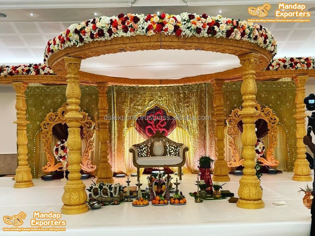 Classy Hindu Wedding Ceremony Wooden Mandap Ravishing Round Wooden Mandap for Weddings Top Indian Wedding Wood Mandaps Designs