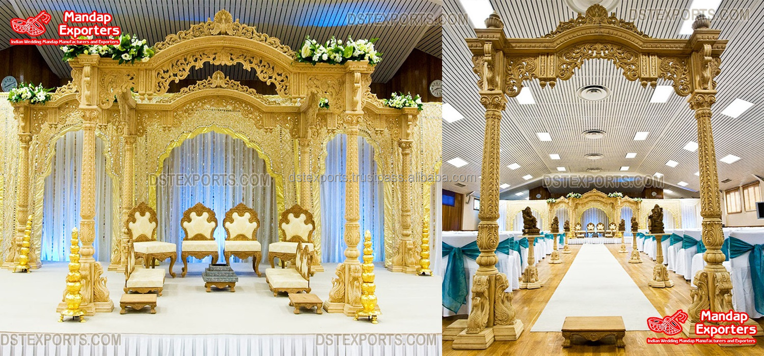 Classy Hindu Wedding Ceremony Wooden Mandap Ravishing Round Wooden Mandap for Weddings Top Indian Wedding Wood Mandaps Designs