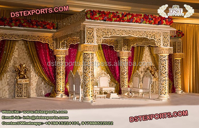 Srilankan Wedding Fiber Manavarai Temple Mandap Golden Srilanka Wedding Manavarai Mandap/Stage Wedding Manavarai Mandap