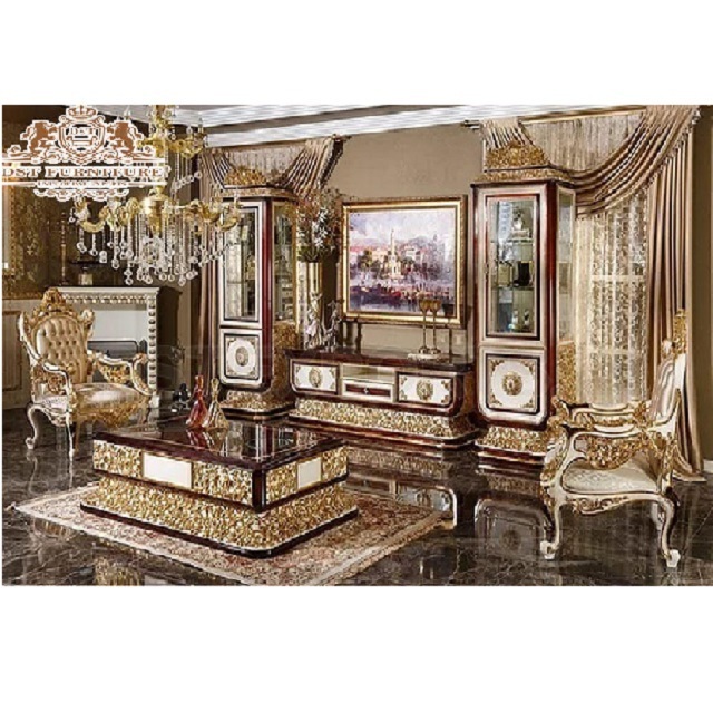 Classical Italian Carved TV Showcase For Living Room TV Cabinet For Living Room Furniture  French Style Luxurious  TV Cabinet