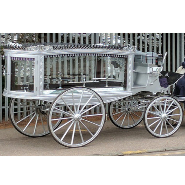 Horse Drawn Funeral Hearse/Carriage Silver Glass Covered Coffin Horse Carriage Victorian Silver Funeral Horse Drawn Carriage