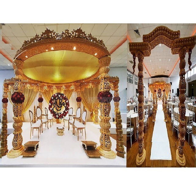 Classy Hindu Wedding Ceremony Wooden Mandap Ravishing Round Wooden Mandap for Weddings Top Indian Wedding Wood Mandaps Designs