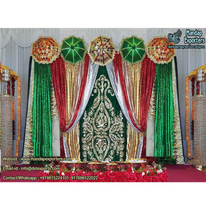 Mehndi Stage Embroidered Backdrops Decoration Indian Wedding Heavy Embroidered Backdrop Wedding Hand Embroidered Backdrops