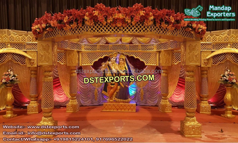 Srilankan Wedding Fiber Manavarai Temple Mandap Golden Srilanka Wedding Manavarai Mandap/Stage Wedding Manavarai Mandap