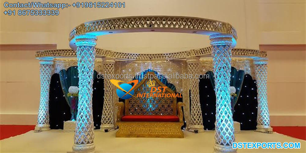 White Lighted Crystal Indian Wedding Mandap New Crystal Light Wedding Mandap at Sale Price South Indian Wedding Crystal Mandapam