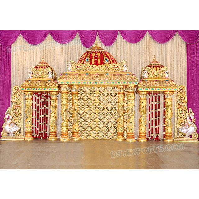 Srilankan Wedding Fiber Manavarai Temple Mandap Golden Srilanka Wedding Manavarai Mandap/Stage Wedding Manavarai Mandap