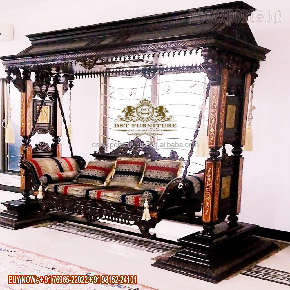 Indian Teak Wood Hand Carved Antique Swing Beautiful Teak Wood Indoor Swing/Jhula For Home Traditional Hand Crafted Swing/Oonjha