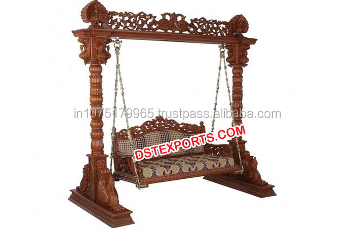 Indian Wooden Carved Swing Jhoola  Designer Wedding Heavy Carved Wooden Swing   Wedding Handmade Swing for Decoration