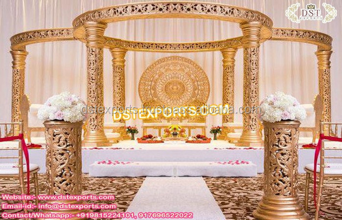 Srilankan Wedding Fiber Manavarai Temple Mandap Golden Srilanka Wedding Manavarai Mandap/Stage Wedding Manavarai Mandap