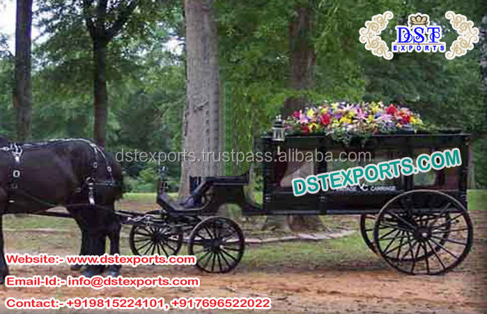 White Funeral Horse Carriage English Funeral Horse Drawn Buggy Carriage manufacturers