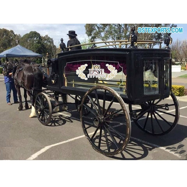 Antique Horse Drawn European Hearse for Sale English Horse Drawn Funeral Carriage Royal Black European Funeral Carriage