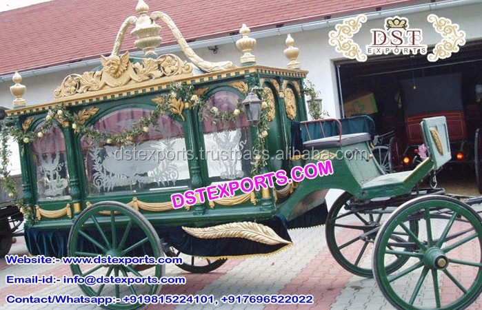 English Black Funeral Hearse Carriage Funeral Horse Drawn Carriage Manufacturer European Funeral Horse Buggy for Sale