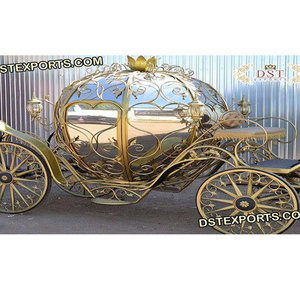 Pumpkin Style Gold Metal Cinderella Carriage  Queen Weeding Theme Cinderella Buggy  Heart Design Royal Cinderella Carriage