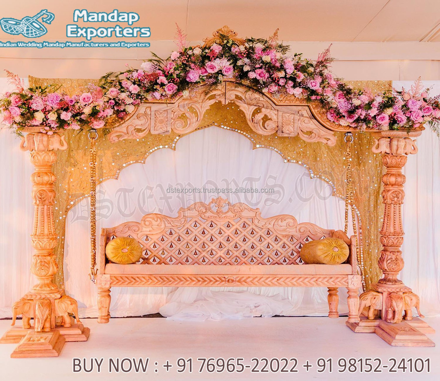 Indian Engagement Ceremony Swing For Couple Latest Oonjal  For Bridal Mehndi Seating Traditional Design Peacock Swing