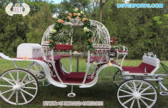 Pinkish Pumpkin Style Horse Drawn Carriage Pink Cinderella Glass Pumpkin Wedding Carriage Manufacturer Pumpkin Style Carriage