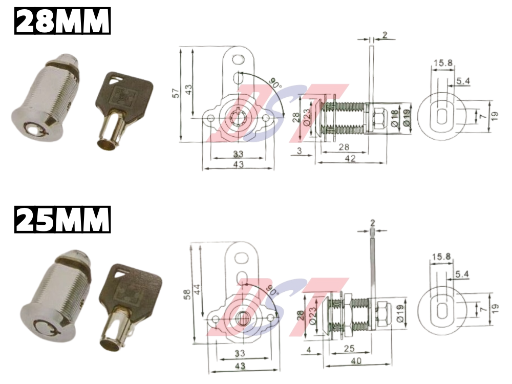 Made in Taiwan tubular cam lock for arcade game machine vending machine locks washing machine lock