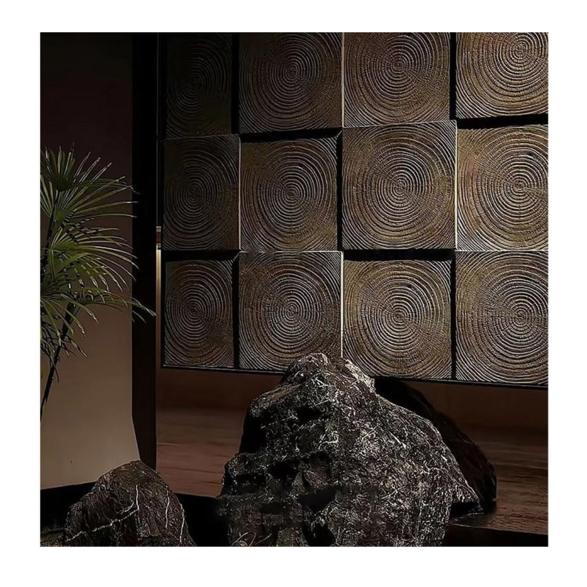 wall panel pu 3d rock stone faux wood tree ring PU tile waterproof polyurethane fake stone for wall panel