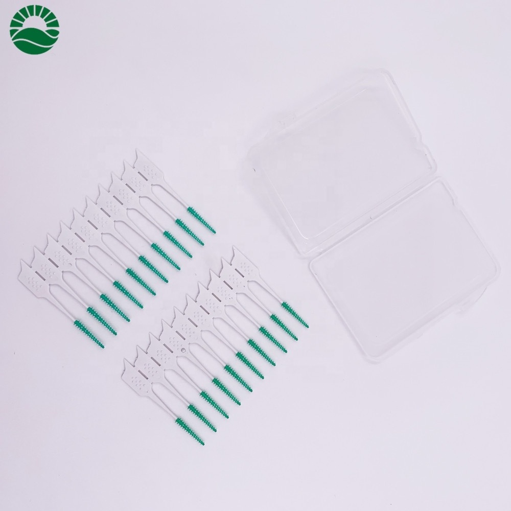 New Disposable Interdental Brush Dental Floss Picks Ended Rubber Toothpick