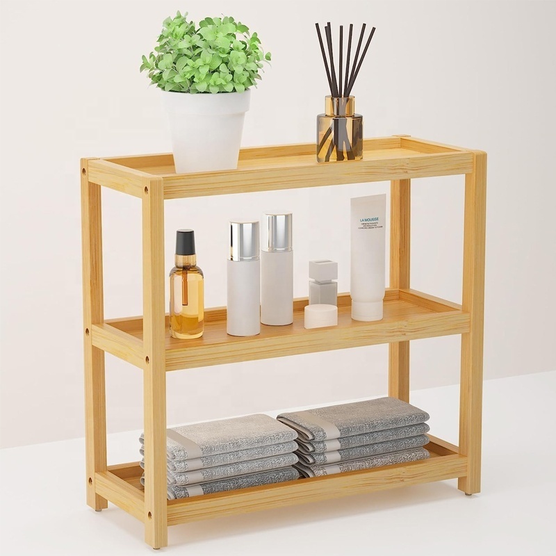 Bathroom Countertop Organizer 3 Tier Bamboo Storage Shelf for Makeup Spices  Bathroom Vanity Accessories Wall Mounted  Shelves