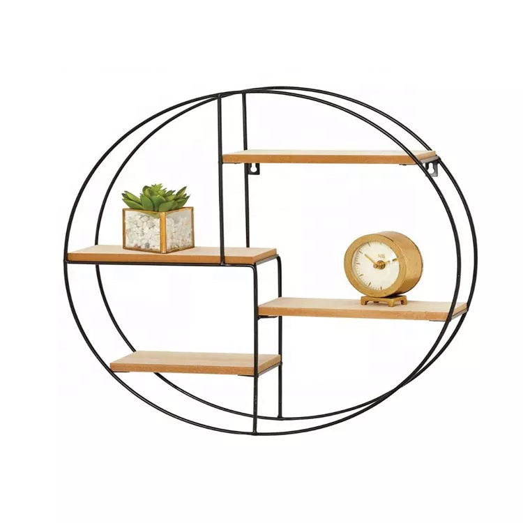 Round Metal Wall Mount DisplRay Organizer Holder 4 Shelf to Store and Show Off Small Collectibles wood display wall shelf design