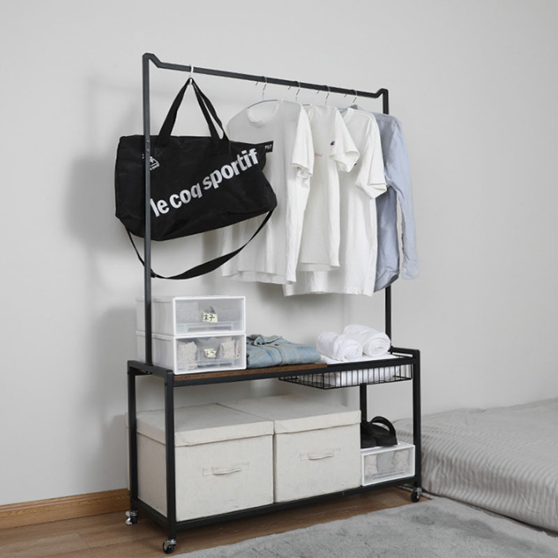 Clothes Rack Small Metal Garment Rack with Shelves for bedroom Rolling clothing Stand  on Wheels for Hanging  Coat  Rack